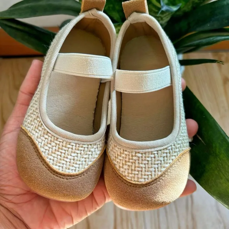 2024 Spring Children Shoes Fashion Versatile Girls Antiskid Casual Shoes Designer Knitted Soft Soled Leather Shoes Zapatos Niña