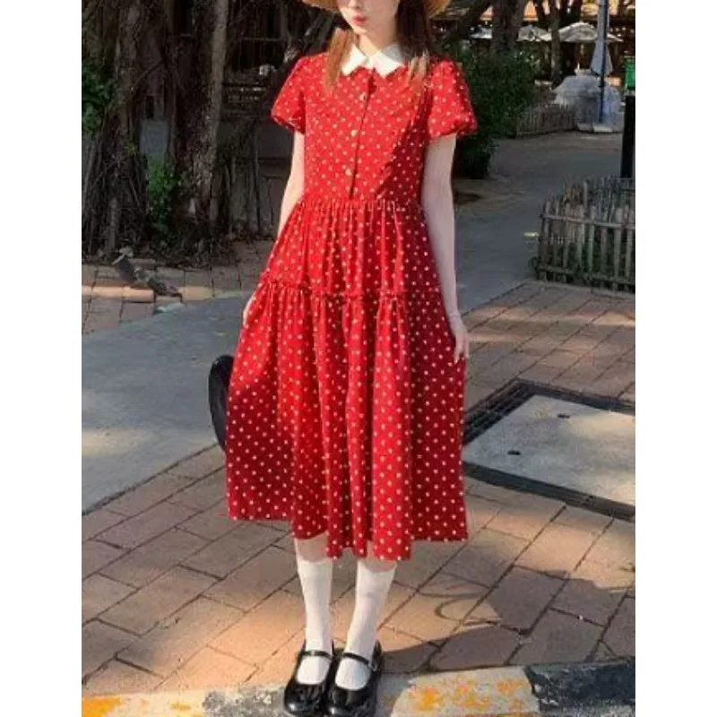 

Pure Desire Wind Soft Girl Cute Ear Fungus Lace One Piece Collar Dress Super Fairy Floral Cake Short Skirt