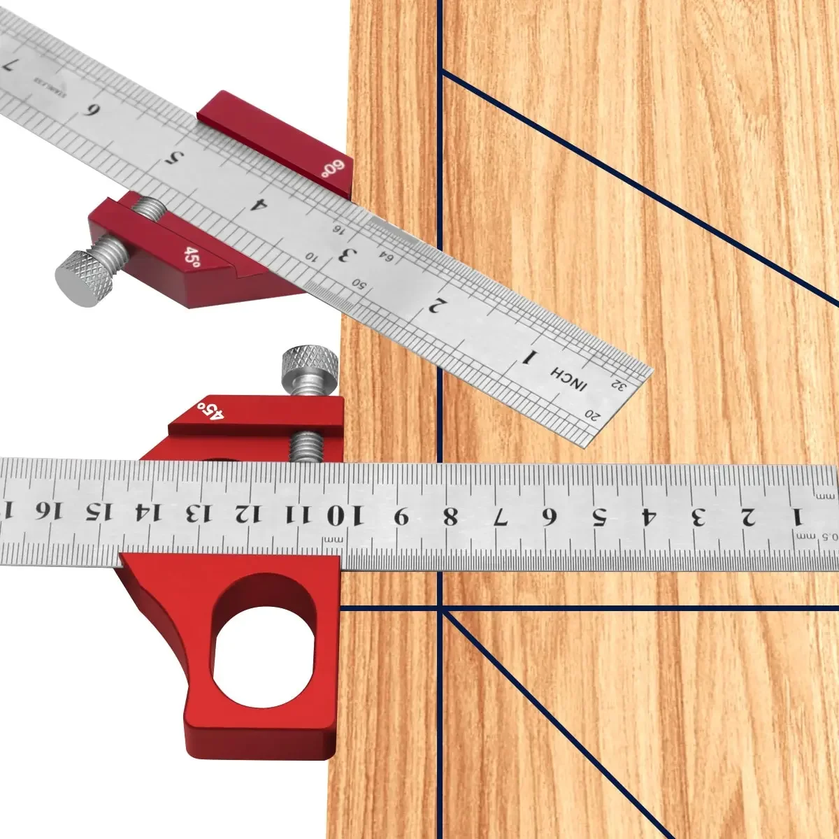 45/90 Degree Ruler Positioning Stop Block Aluminum Alloy, Fixed Limit Locator for 3mm Thick Steel Rule Woodworking Marking Tool