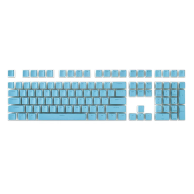 Pudding Keyboard Hat Box Mechanical Keyboard Double Skin Milk Transparent Keycap Pbt Customized Cream Jelly (Light Blue)