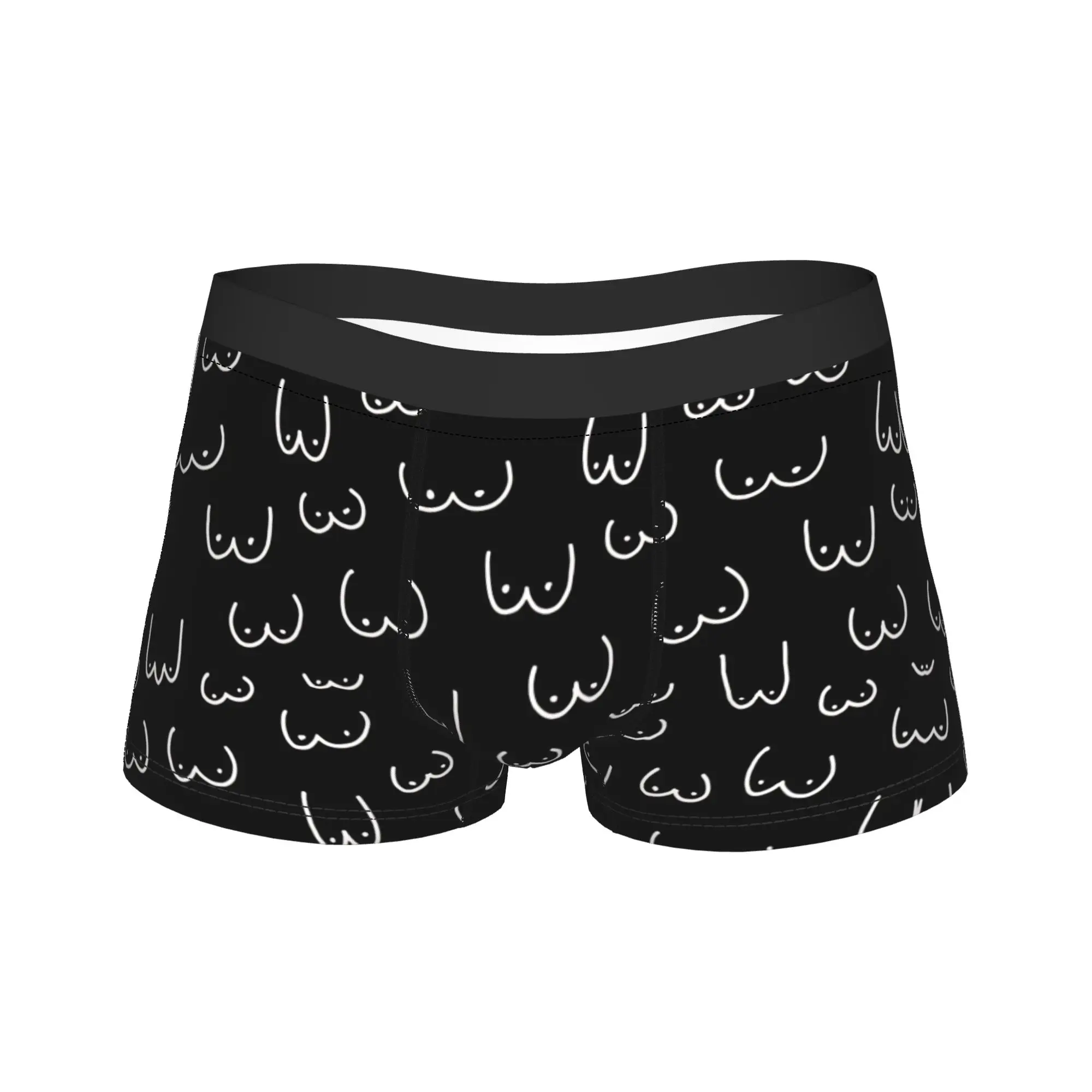 

Черно-белый принт с изображением груди и нижнего белья, боксеры, классические мужские трусы, подарок на день рождения