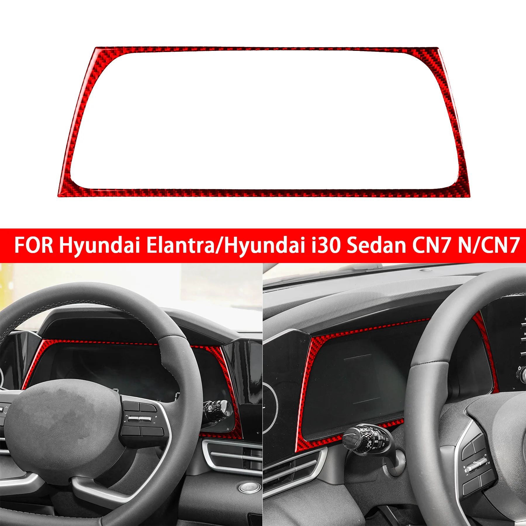 For Hyundai Elantra CN7 i30 Sedan CN7 N 2021-2026 Carbon Fiber Digital Speedometer Dash Screen Decor Frame Car Interior Stickers