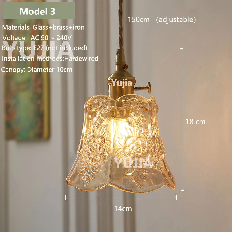 Hanglamp in meerdere stijlen Amberglas Lmapshade Messing Vintage bedlampje Verstelbare hanglamp Keukeneiland Eetkamer