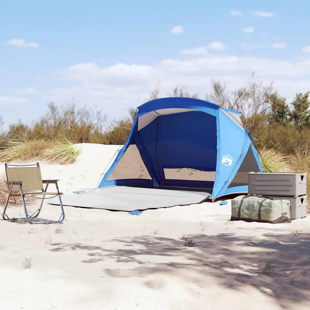 Strandzelt für 2 Personen, azurblau, wasserdicht, tragbares, faltbares Campingzelt für Familien, Anti-UV-Vordach