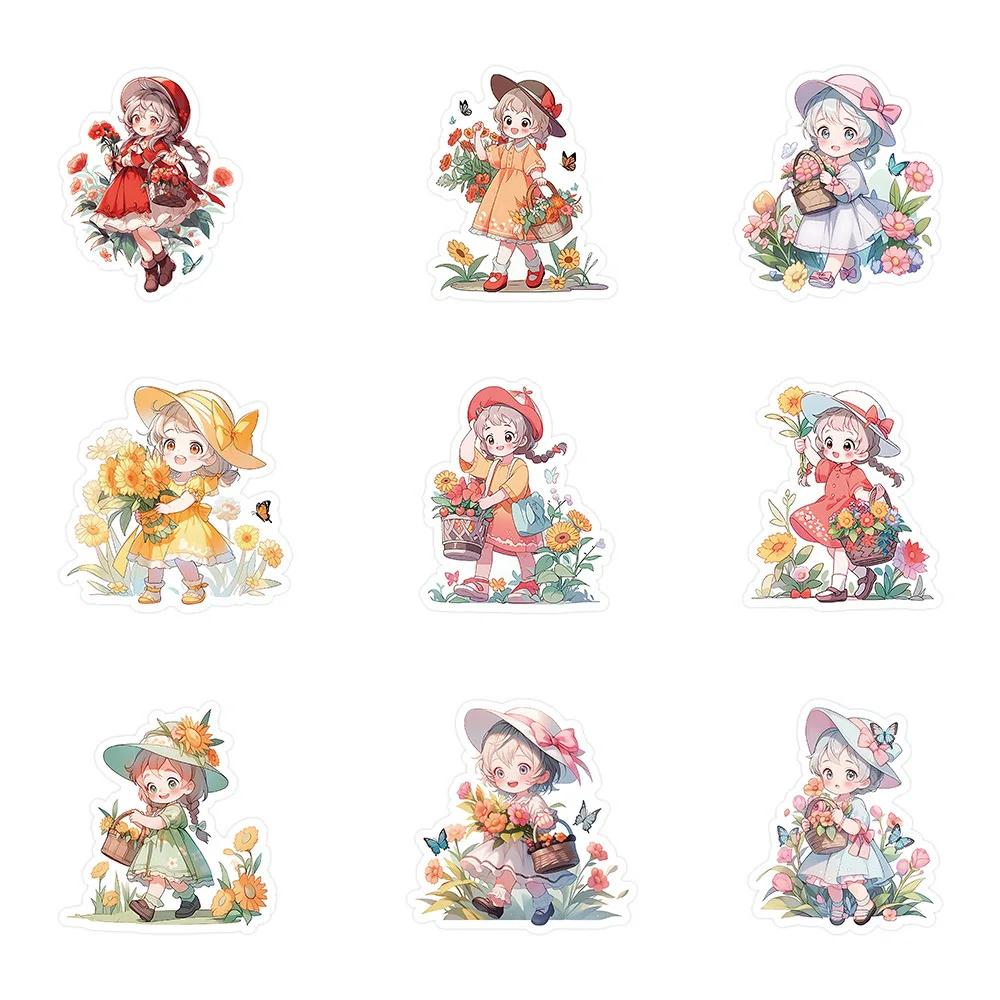 10/60 SZTUK Naklejki Graffiti dla Dziewczynki, Kreskówkowe Kwiaty, Motyle, Zabawki DIY, Sekretny Gadżet na Butelkę, Album, Torba Podróżna, Estetyczne Naklejki