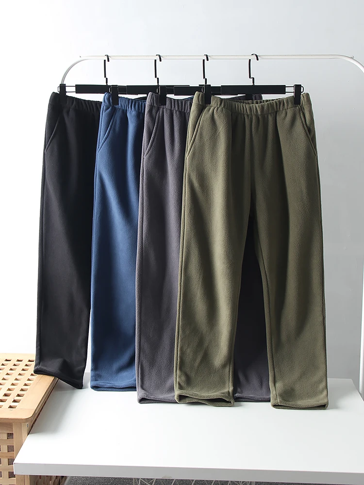 Warm Fleece Lined Casual Pants for Men Youthful Vitality Style Straight Leg Autumn Fashion Trendy Color Sporty Comfortable