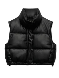 Winter PU Leather Jacket Vest Women Black Stand Collar Vest Sleeveless Women Zipper Moto Biker AutumnShort Waistcoat Ladies