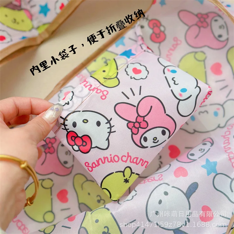 HelloKitty Portable Foldable Supermarket Shopping Bag Large Capacity Waterproof Tote Grocery Handbag Large Eco-friendly Bag Gift - view 2