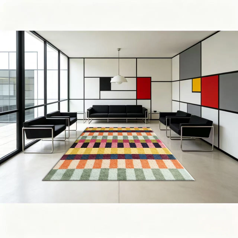 Bohemian Multi Color Plaid Area Rug