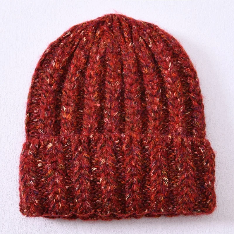 Unisex Mehrfarbige Strickmütze aus Wollmischung Gestreifte Wintermütze mit Ohrenschutz Warme Skull-Beanie-Kappe – Detail 3