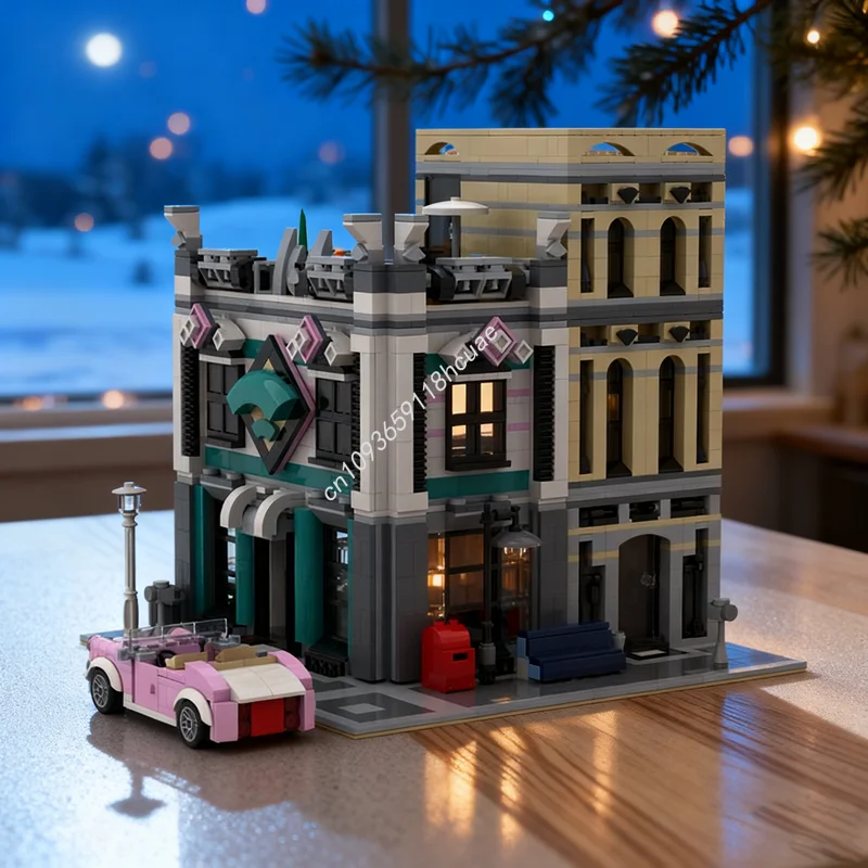 2220 قطعة MOC الإنترنت كافيه وسط المدينة العشاء البديل نموذج اللبنات ألعاب البناء لتقوم بها بنفسك الطوب هدية الكريسماس عيد ميلاد الاطفال