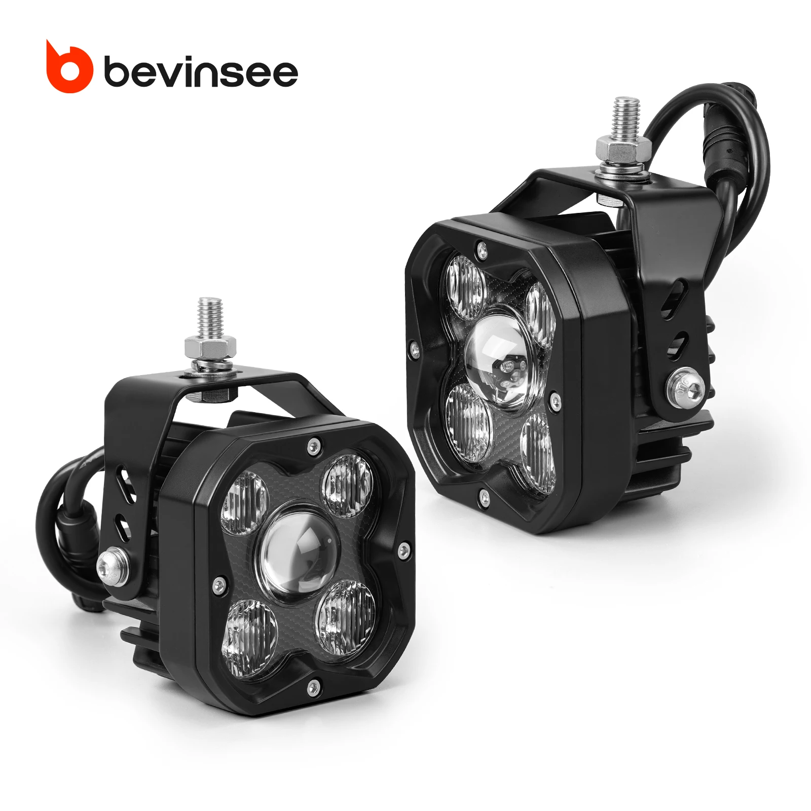 BEVINSEE LED Motorcycle Spotlights Auxiliary Lights 50W 3600LM for BMW R1250GS/R1300GS/F850GS for Yamaha Tenere 700, DC10-30V