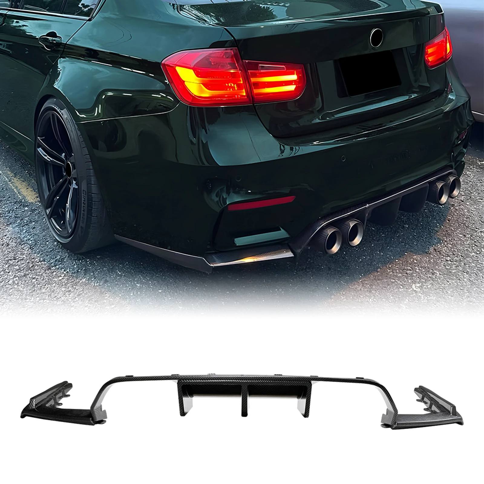 

Rear Bumper Diffuser Lip Carbon Fiber Look/Gloss Black Tail Boot Spoiler Splitter Guard For BMW F80 M3 F81 F82 F83 M4 2014-2019