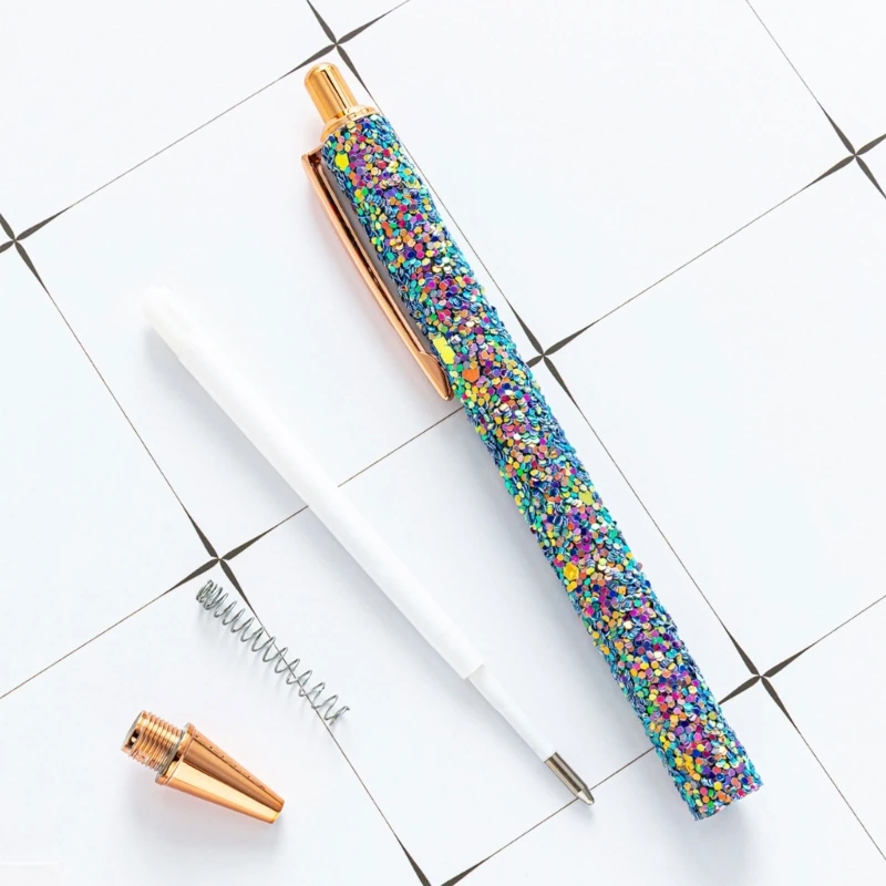 Fancy Sequins Pen for Women Stylish Colorful Metal Retractable Ballpoint Pen