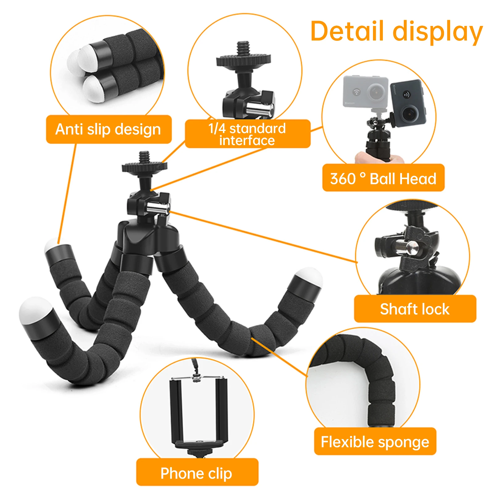 For Gopro Hero 11 10 9 8 7 Black MAX Flexible Mini Octopus Tripod Accessories for Go Pro 6 5 YI Eken SJCAM DBPOWER AKASO Tripods