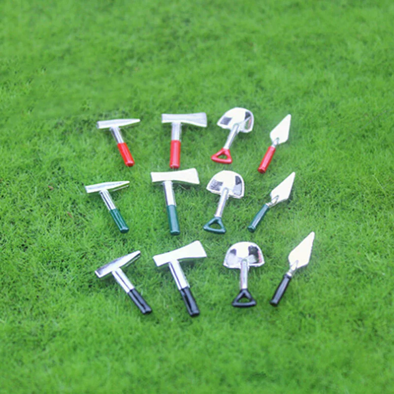 4Pcs 1:12 Dollhouse Miniature Garden Tool Farm Tools Gardening Set Shovel Fork Outdoor Courtyard Model Decor Toy