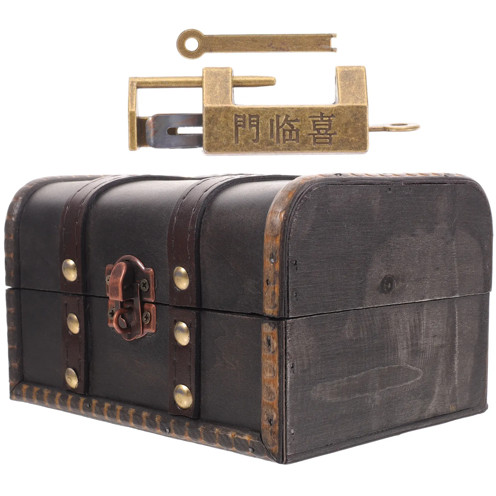 Style Jewelry Box Wood Material with Lock Secure Storage Case for Necklaces Bracelets Rings Trinket Organizer Box