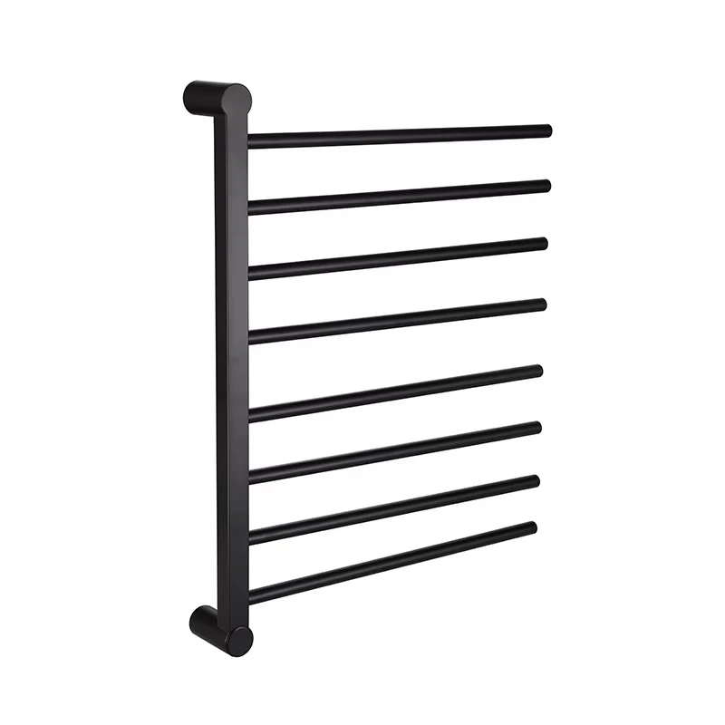 Stainless Steel Modern Heated Towel Rack Black Bathroom Wall-Mounted Electric Heater for Hotel Use