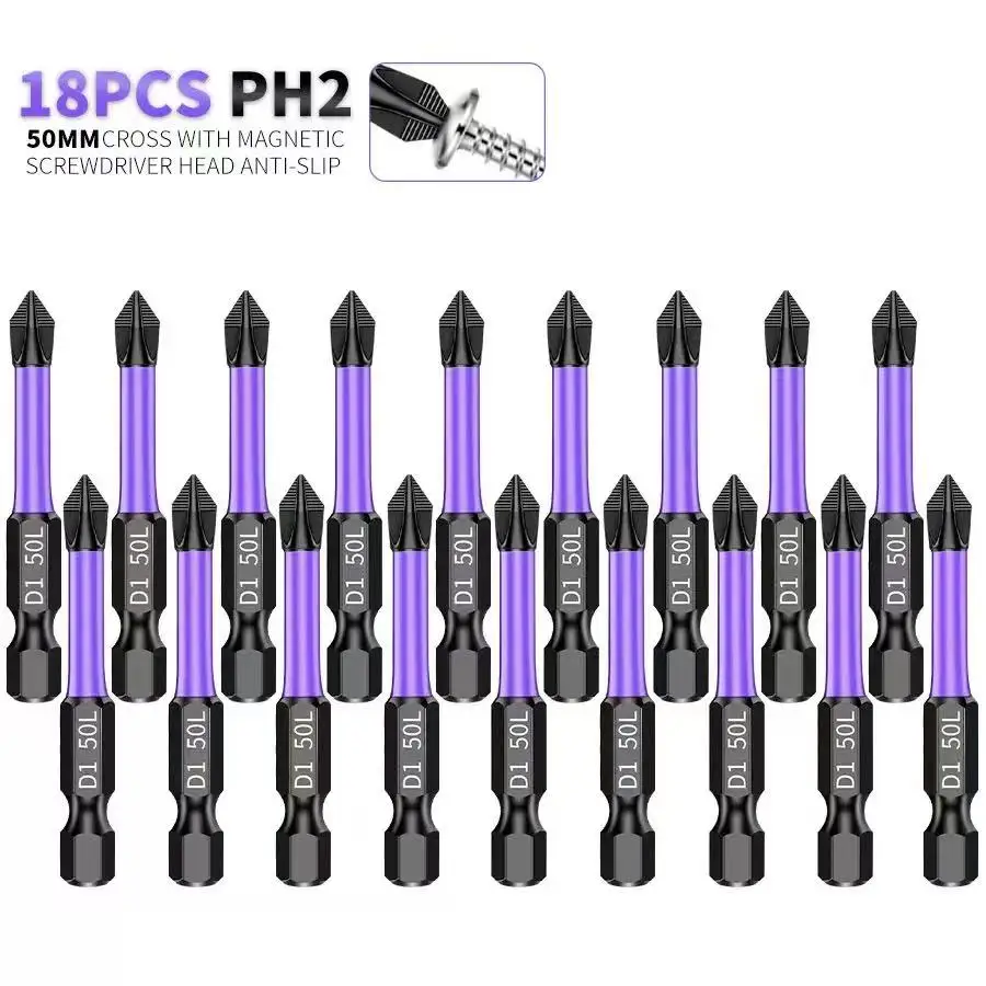 5-60PCS TS2 Impact Driver Bit Set Magnetic Cross Screwdriver Alloy Steel Non-slip Impact Drill Bit for Power Tools