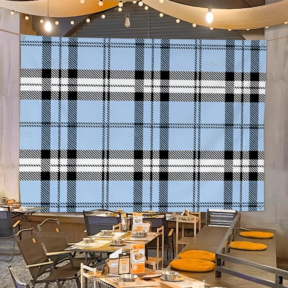 Modern Black Tartan High End Quality Banner Printing Artistic Atmosphere Style Camping Flag