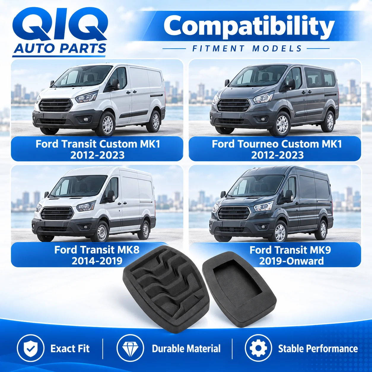 2X Clutch Brake Pedal Rubber Cover For Ford Transit Mk8 Courier Tourneo Transit Custom 2013-2019 1826229 BK217A624AB Accessories