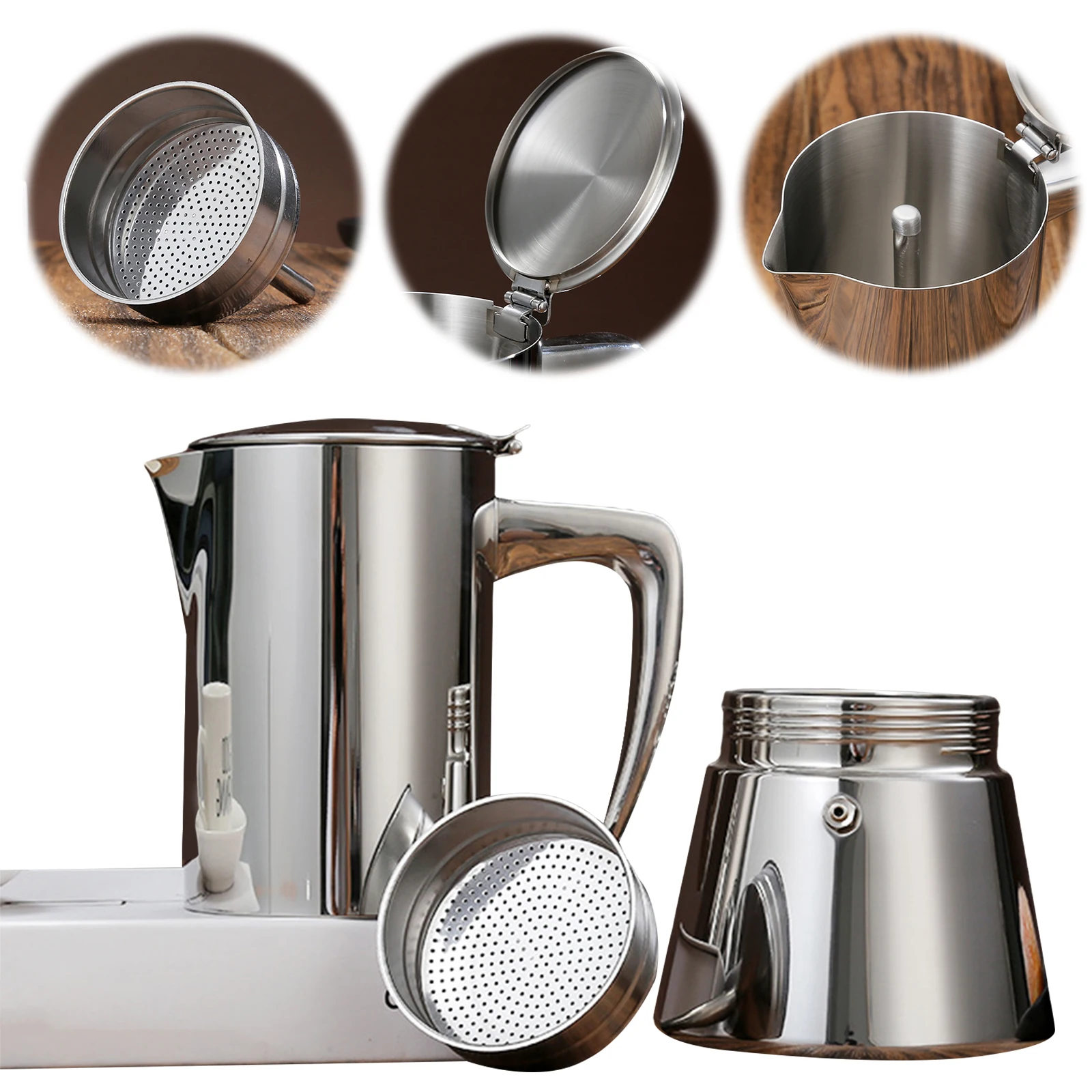 

300ml/200ml Mocha Pot with Coffee Percolator Design Espresso Maker Coffee Machine Suitable for Gas Induction Stovetop Greca