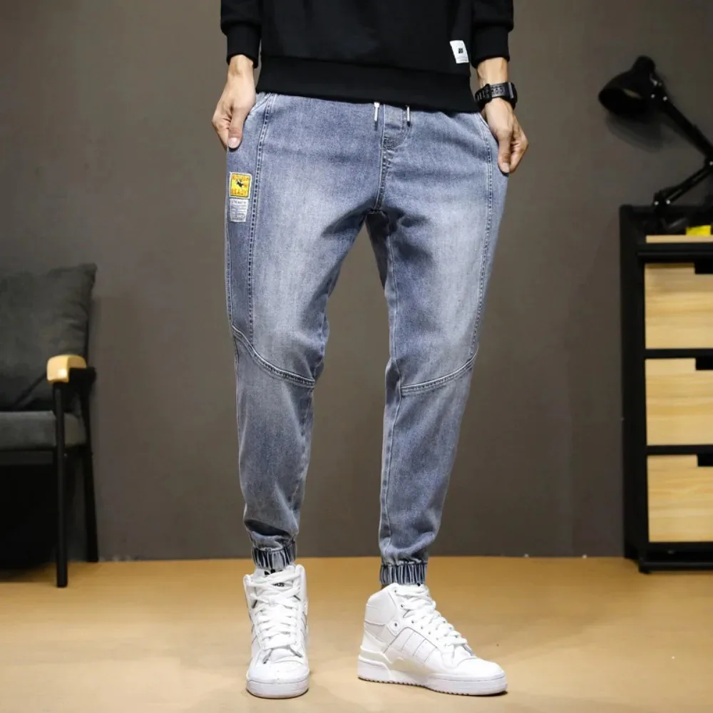 Autumn Men's Cargo Jeans Fashion Harlan Cotton Streetwear Harajuku Pants Joggers Elastic Waist Trousers Male Clothing 2024 New