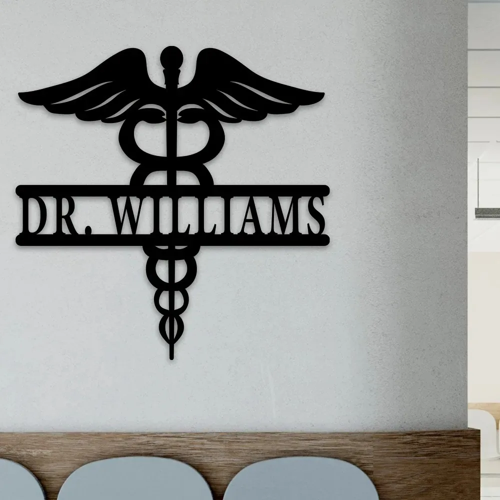 1PC 2D Flat Personalized Doctor Metal Plaque Custom Surname Hanging Decor Front Door Living Room Courtyard Ornament