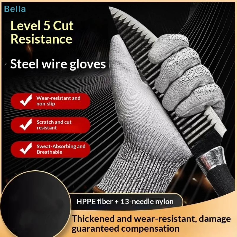 〔M〕1 Pair Safety Anti Cut Gloves High-strength Industry Kitchen Gardening Anti-Scratch Anti-cut Glass Cutting Multi-Purpose