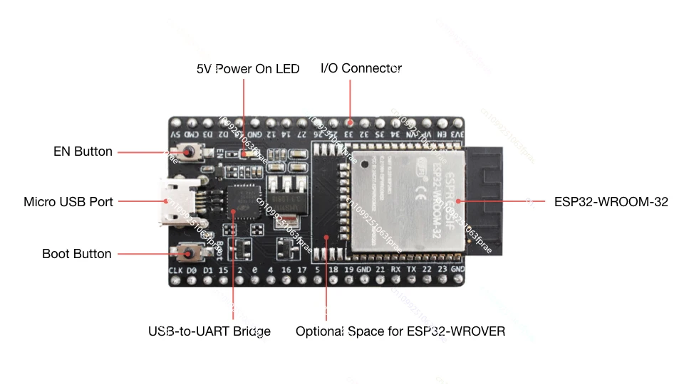 Placa de desenvolvimento ESP32-DevKitC V4 ESP32 e ESP32-WROOM-32U