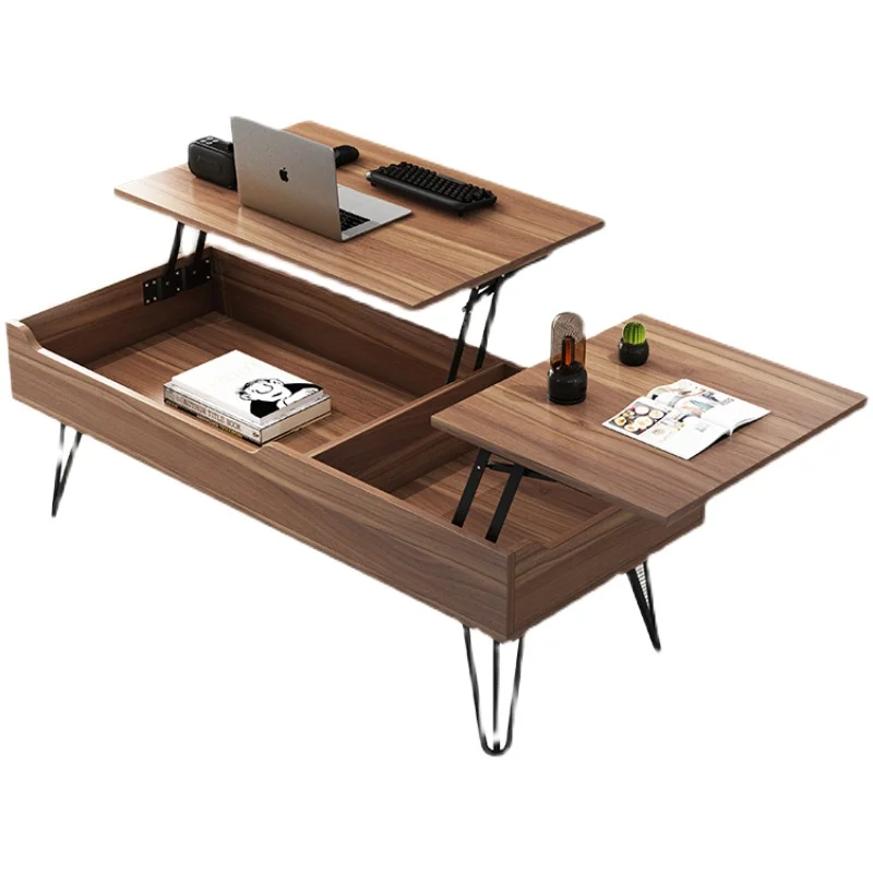 Multifunctional Coffee Table Dual-Use Nordic Style Living Room Foldable and Hoisting Coffee Table