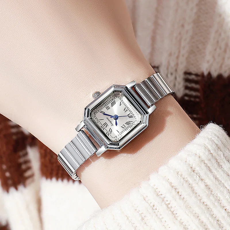 Top Brand Women's Watch Gold Square Small Dial Quartz Watch Gold Steel Strip Wristwatch Elegant Watches Gift Reloj Dropshipping