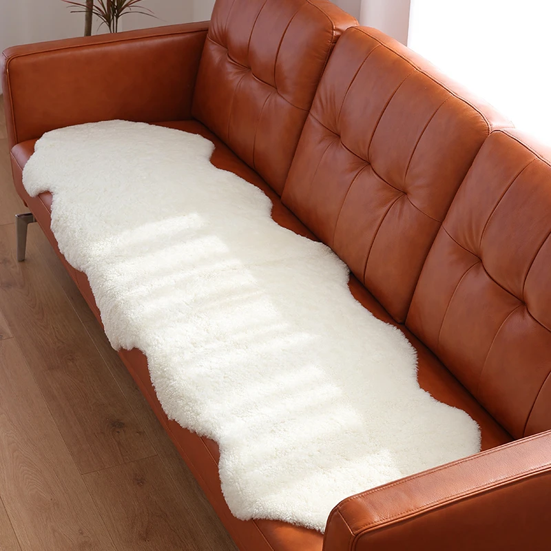 Natural Short Curly Wool Sofa Rug Bay Window Soft Carpet Living Room Bedroom Solid Color Wool Shorn Sheepskin Seat Cushion