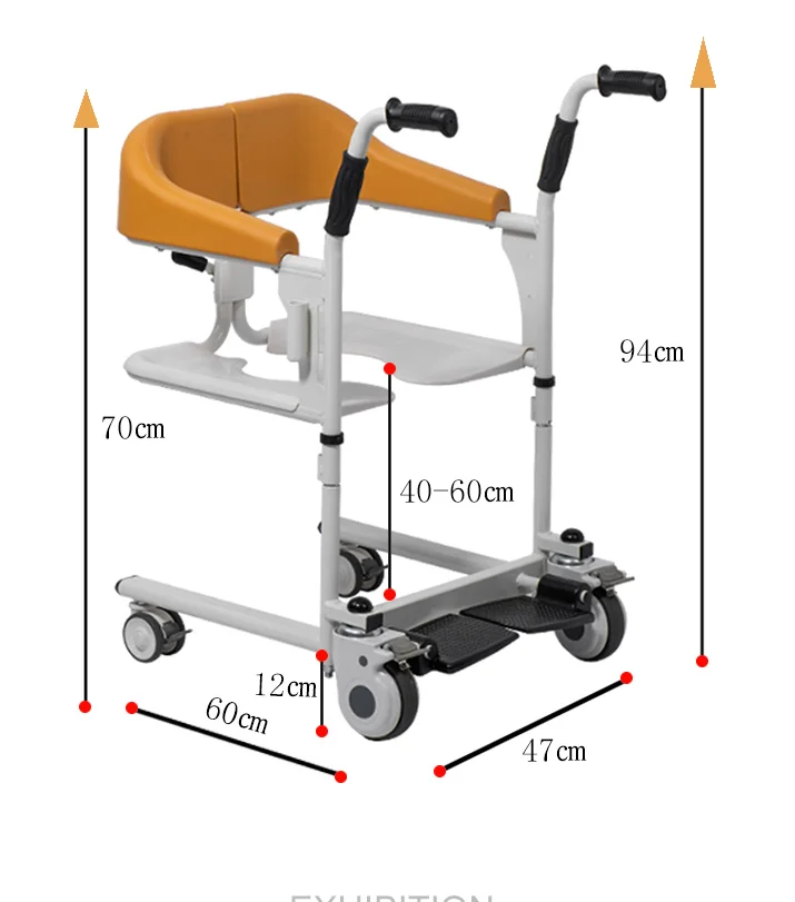 Custom Multifunctional Open Up Wheelchair Mobile Seat Bed Disabled Elderly Toilet Transfer Commode Chair