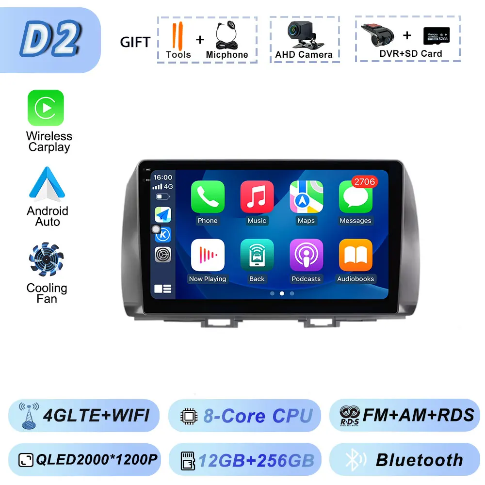Android Auto voor Toyota BB 2 Daihatsu Materia 2005-2016 Autoradio Multimedia Video Bluetooth Speler GPS Navigatie CarPlay WiFi