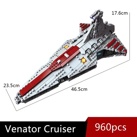 67106 JIESTAR Högteknologisk Moc Venator Attack Cruiser Fighter Destroyer Kloss Teknisk Modellbygge Stjärnblock Rymdskepp Leksaker 6 best sales Lego Venator - №1