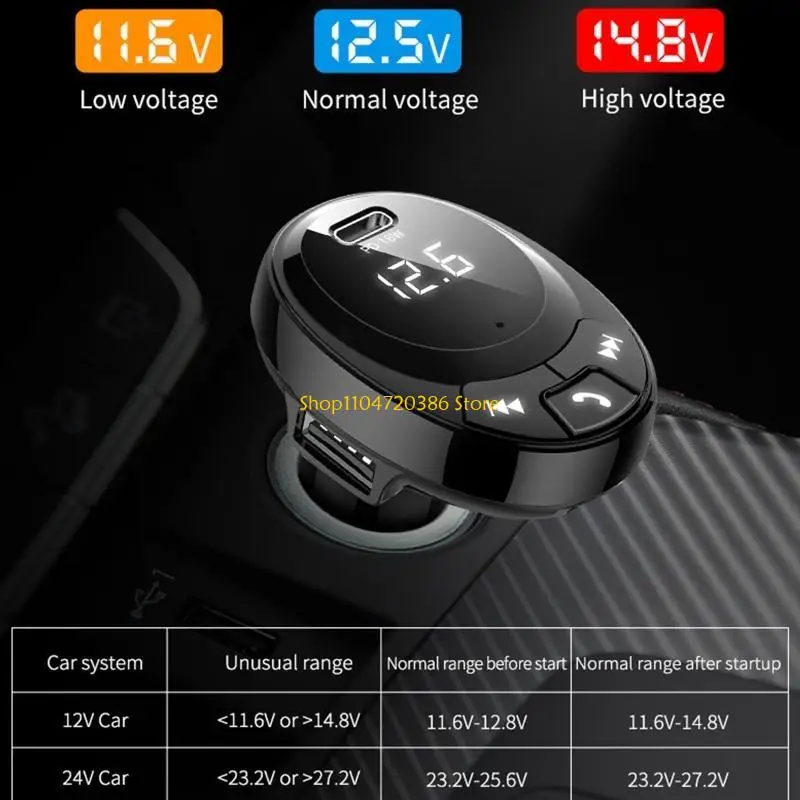 مشغل MP3 للسيارة K0EA، محول شحن USB مزدوج، اتصال حر اليدين لأنظمة Android IOS، متوافق مع البلوتوث