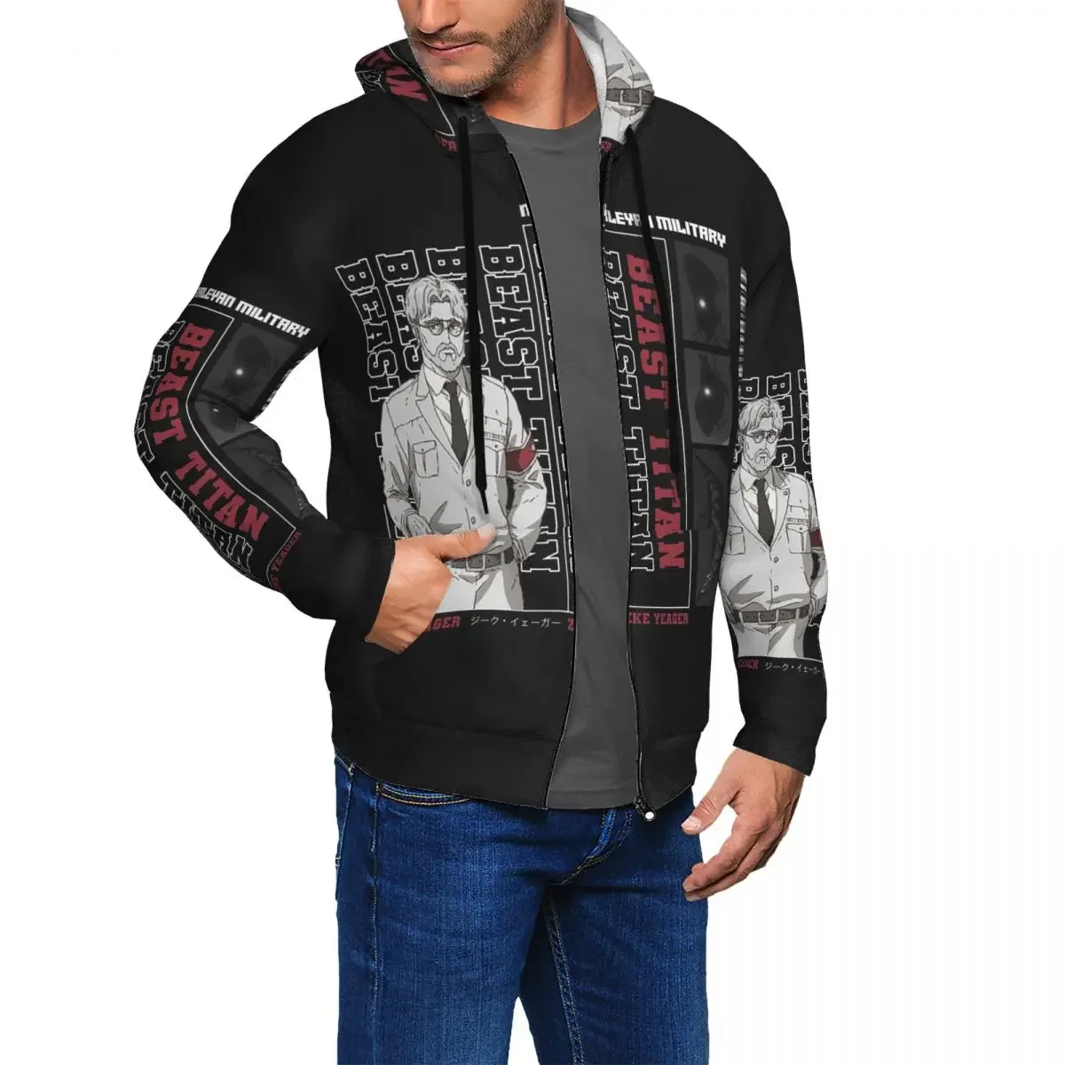 Attack On Titan Zeke Yeager Zipper Hoodies Harajuku Pullover Autumn Winter Men's Women's Sweatshirt Long Sleeve Tops
