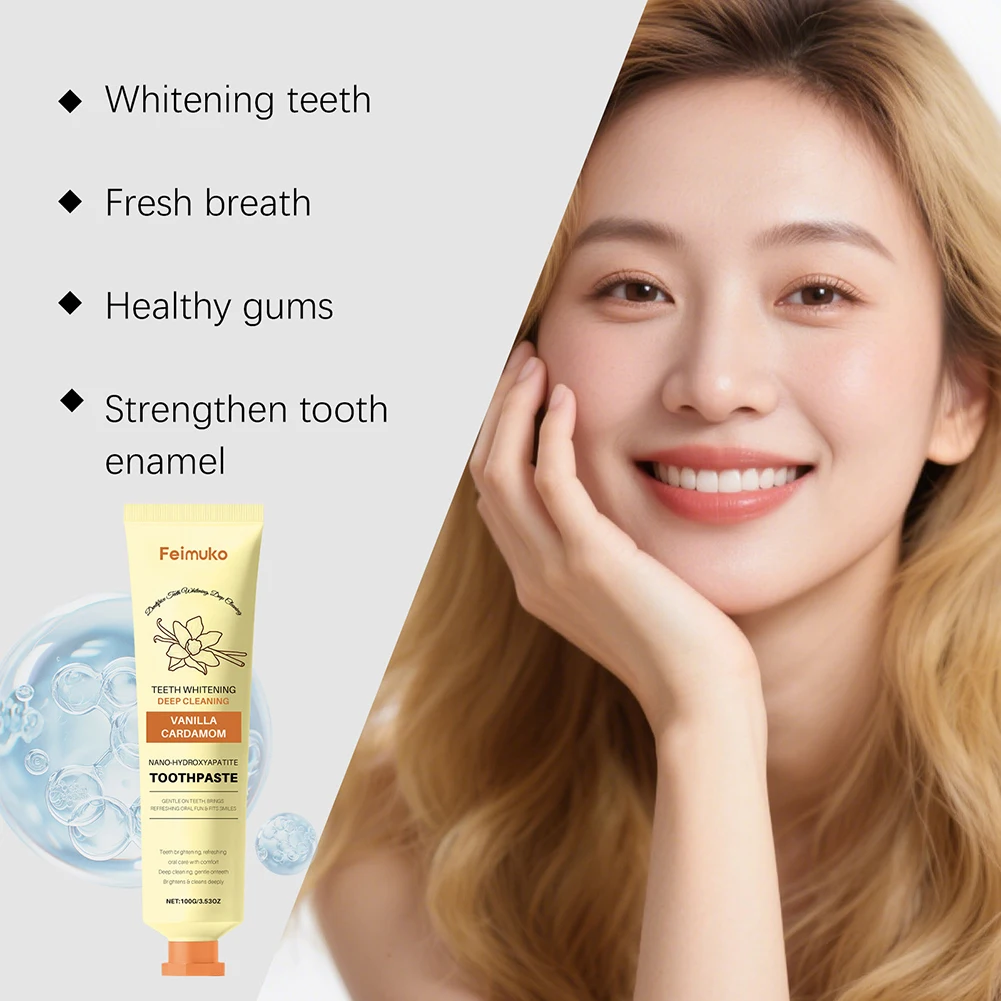 Natural Breath Freshener Toothpaste Vanilla Cardamom Flavor Tooth Whitening Deep Cleaning Toothpaste Gentle For Sensitive Gums