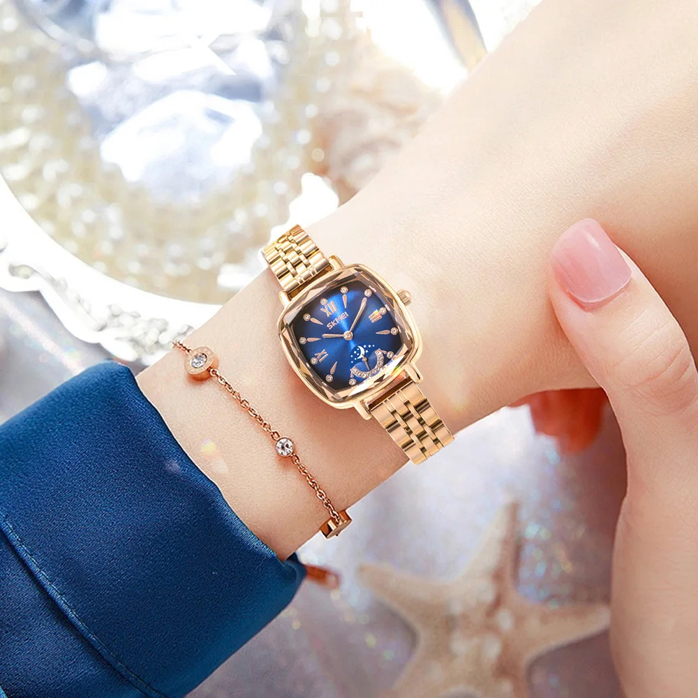 SKMEI رومانسية نمط كوارتز حركة الساعات السيدات الفاخرة ساعة اليد موضة أناقة مقاوم للماء ساعة نسائية Relogio Feminino #3
