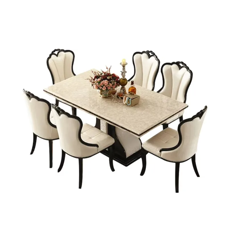 

Luxury Rectangle Dining Table Set Home Furniture Modern Marble 8 Seat Dining Table