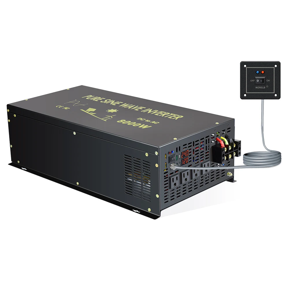 8000W Wired Control Pure Sine Wave Power Inverter Wind Solar Generator 12V/24V/48V/96/110V DC to AC 120V/220V/230/240V RJ45 Port