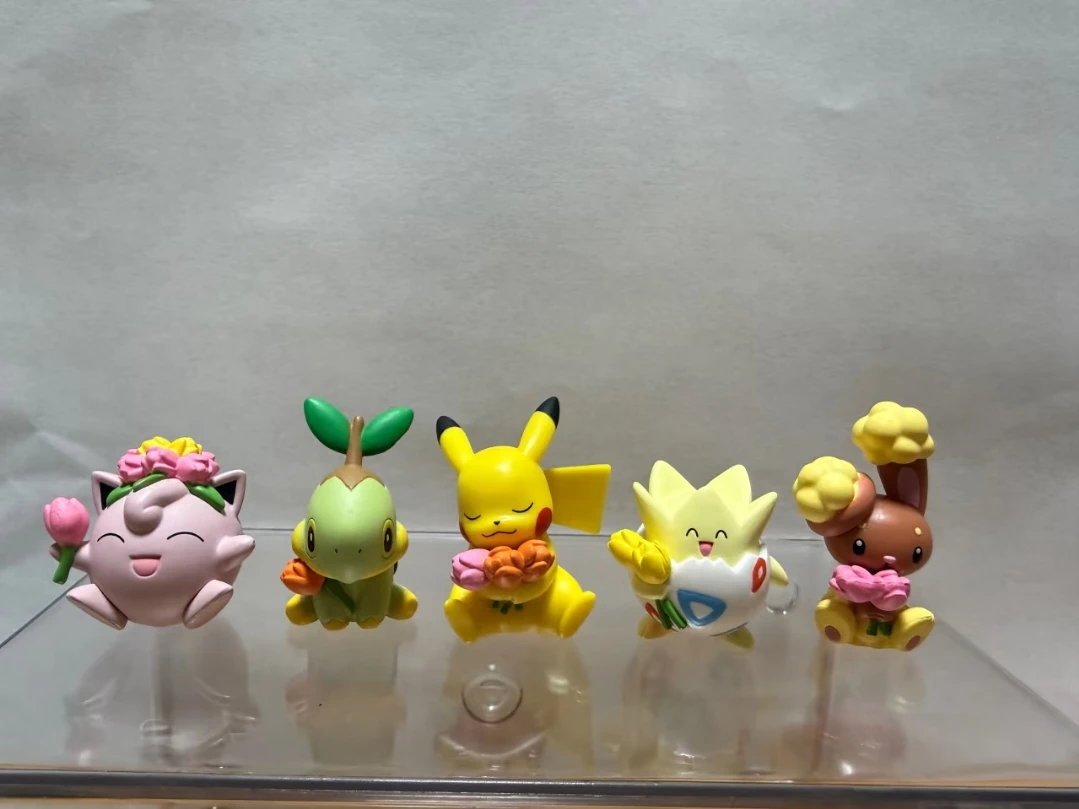 Original Anime Pokemon Warm Spring Sun V2 Toys Jigglypuff Turtwig Buneary Togepi Capsule Toys Cartoon Figure Model Xmas Gifts view 3