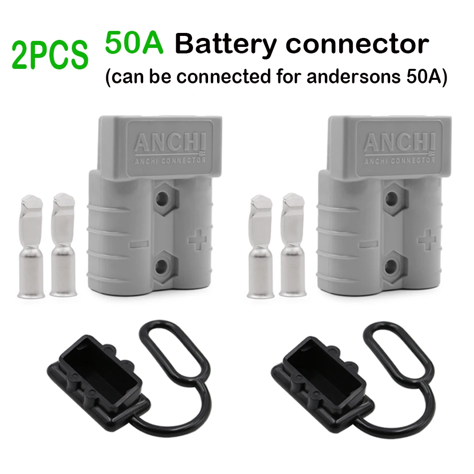 2PCS Battery Connector 600V 50A 6-12AWG Battery Quick Connect Disconnect Plug for Car Inverter Winch Trailer Electrical Devices