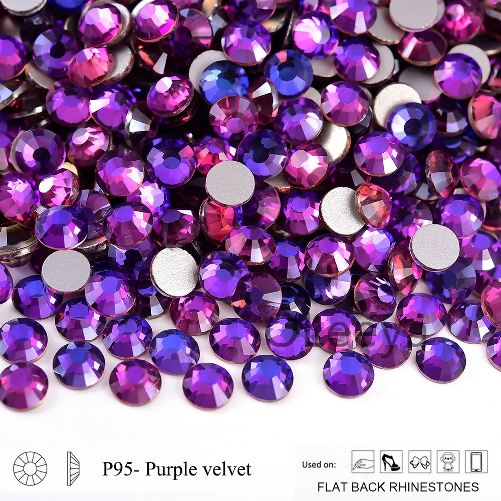 Oleeya P95-P119 Glas Strass Cтразы Farbige Nachtleuchtende Neon Non-Hotfix Strass Glitzerkristalle für Nagelkunst-Zubehör – Detail 2
