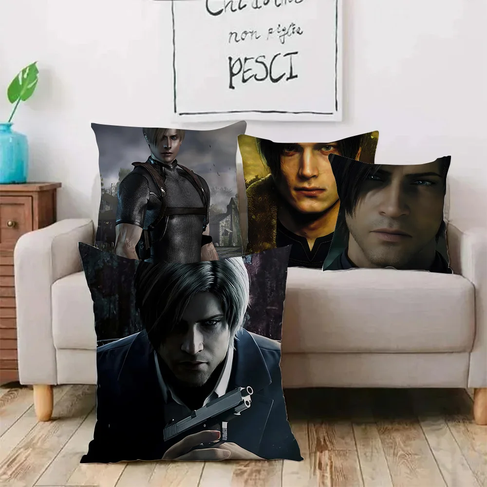 Leon S Kennedy Pillow Covers Cartoon Sofa Decorative Home Double-sided Printing Short Plush Cute Cushion Cover