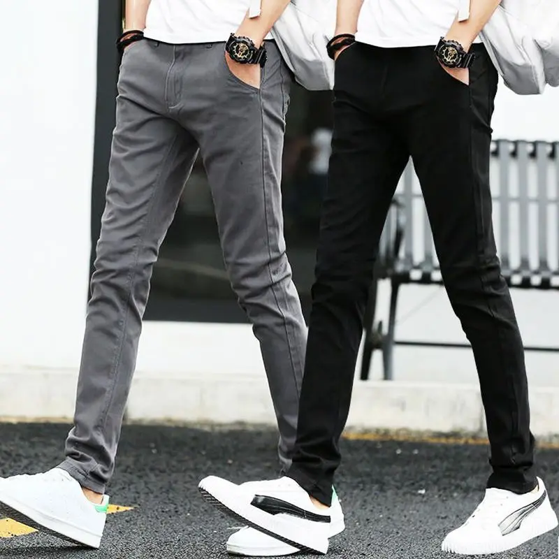 

Весенне-летние тонкие повседневные брюки, мужские универсальные корейские деловые облегающие брюки, свободные прямые модные деловые брюки