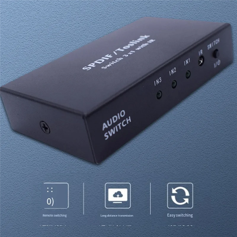 AEE7-Optical Switcher With 2 Way Spdif Toslink Optical Digital Audio Splitter 3 In 1 Out With IR Remote Control Switch