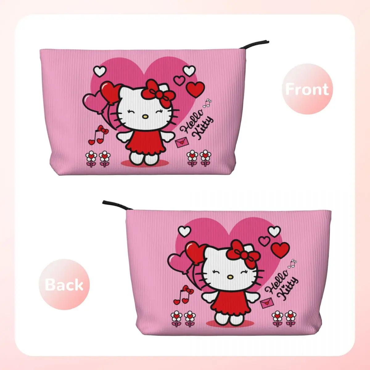 Custom Travel Sanrio Hello Kitty Toiletry Bag Corduroy Makeup Cosmetic Organizer Women Beauty Storage Dopp Kit Case