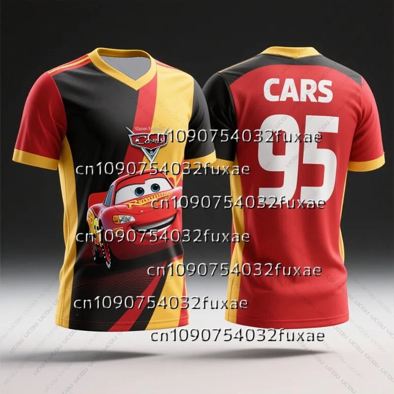 

New Spanish children's summer cartoon T-shirt Lightning McQueen boy Lewandowski sports adult parent-child breathableshort sleeve